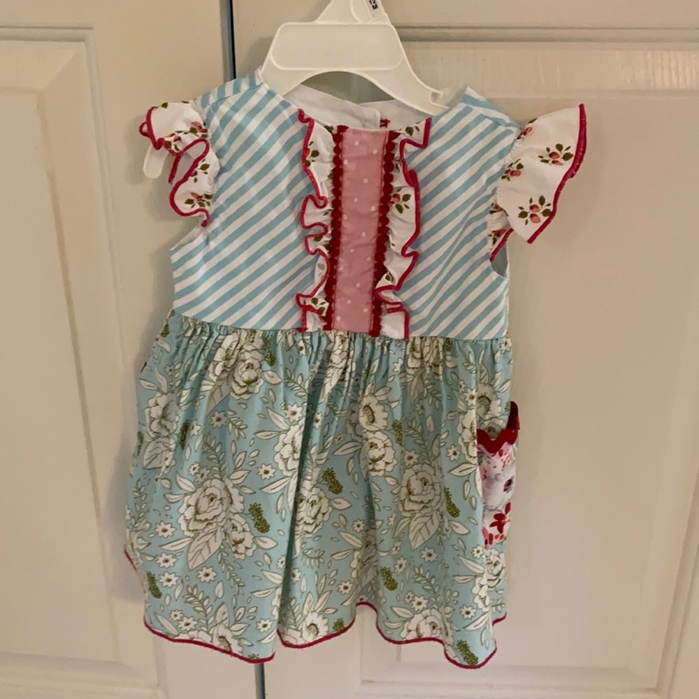 Olive & Mae boutique, handmade dress. 12-18 mos